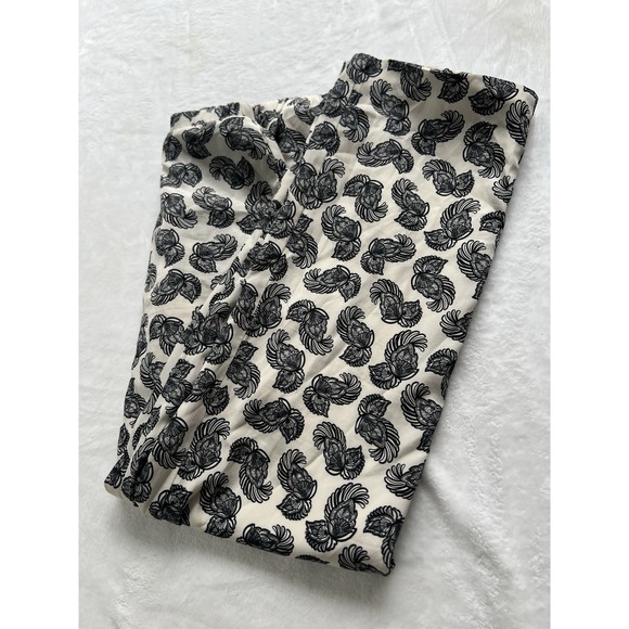 Premise Studio Lined Paisley Pants Womens Medium Quiet Luxury Office Black Cream - Picture 12 of 13